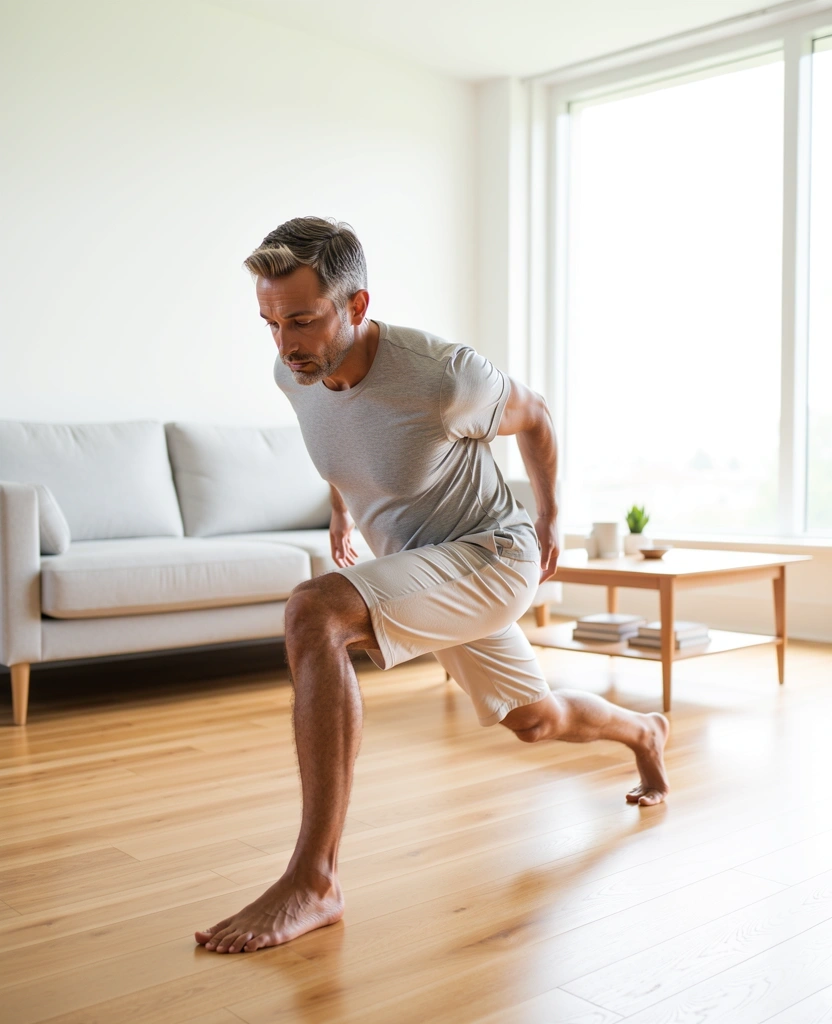 Mann bei sanften Yoga-Übungen